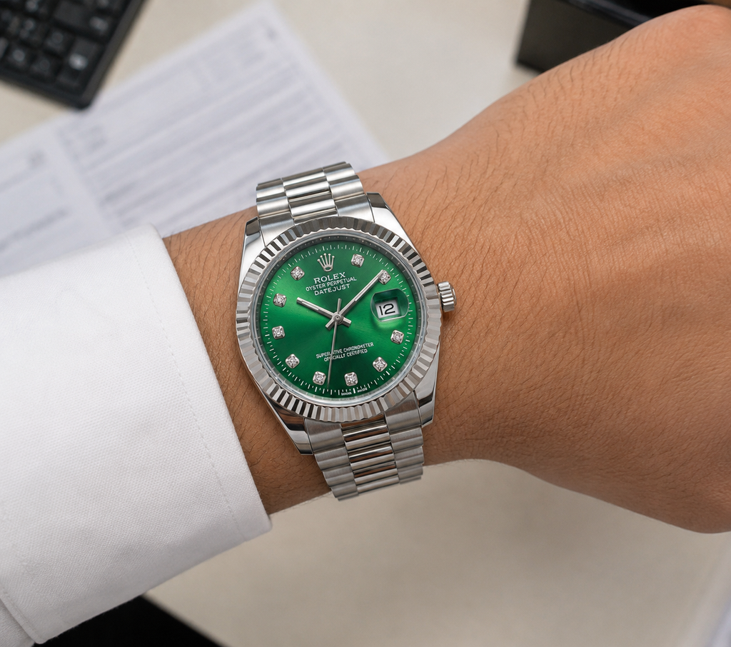 Green Dial Diamond Date Watch.